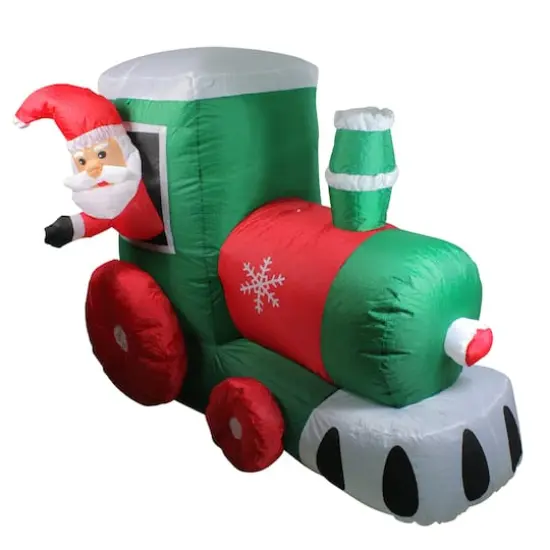 4.5ft. Pre-Lit Inflatable Santa on Locomotive Train {3}