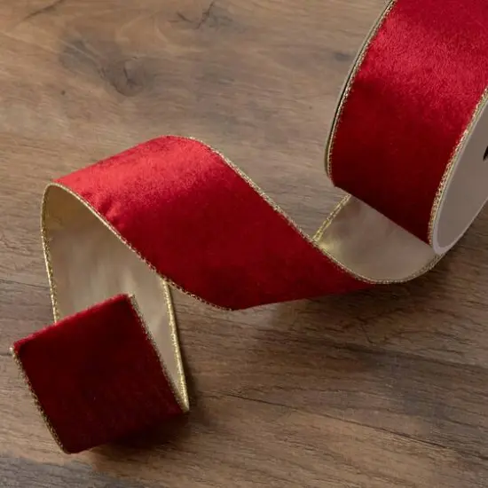2.5" x 10yd. Solid Bright Red Wired Christmas Craft Ribbon Spools, 12ct. {3}