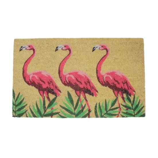 Pink & Green Flamingo Doormat {1}