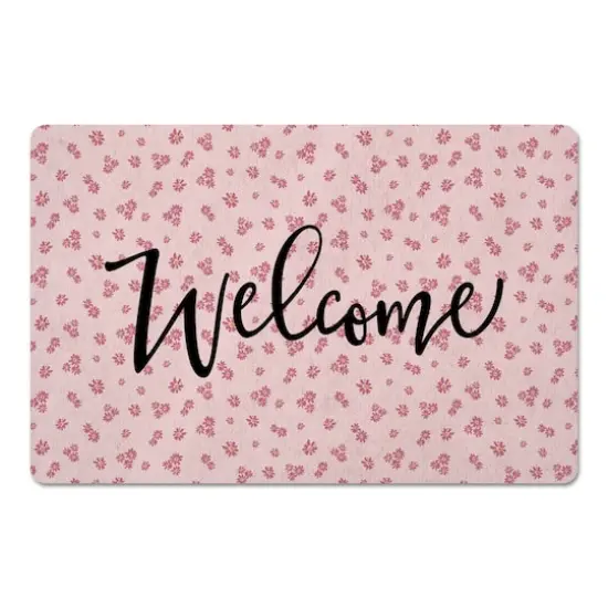 Daisy Print Welcome Floor Mat Pink {1}