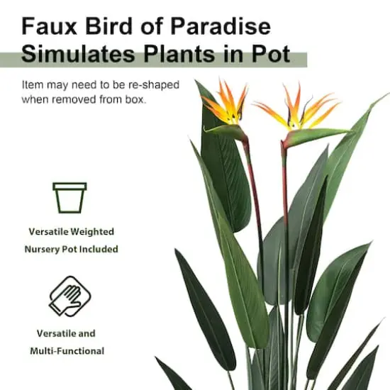 Glitzhome&reg; 5.25ft. Faux Bird of Paradise Plant in Pot {4}