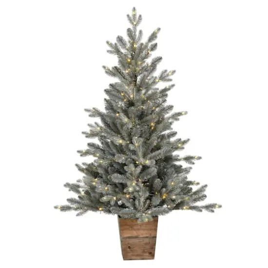 4ft. Pre-Lit Gooding Potted Pine Artificial Tree, Warm White LED Mini Lights {1}