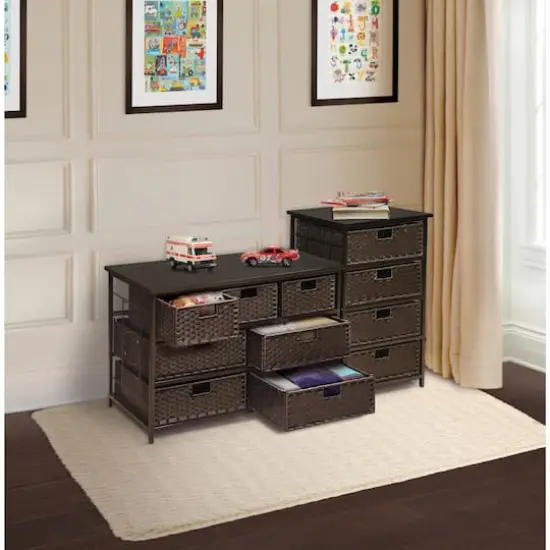 Badger Basket August Collection Wide Espresso Seven Basket Storage Unit {5}