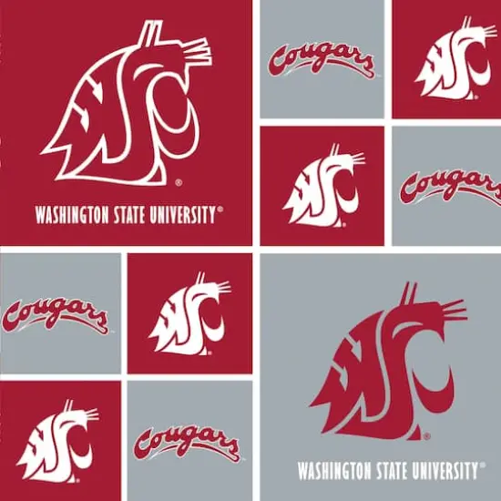 NCAA Washington State University Cougars Block Cotton Fabric {1}