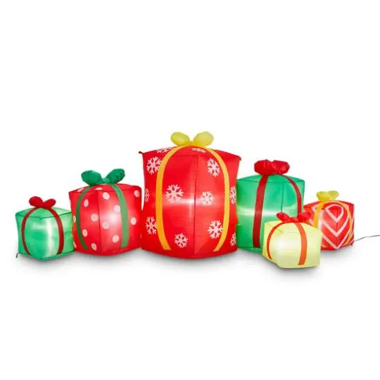 Glitzhome&reg; 8ft. Inflatable Gift Boxes With Lights {1}