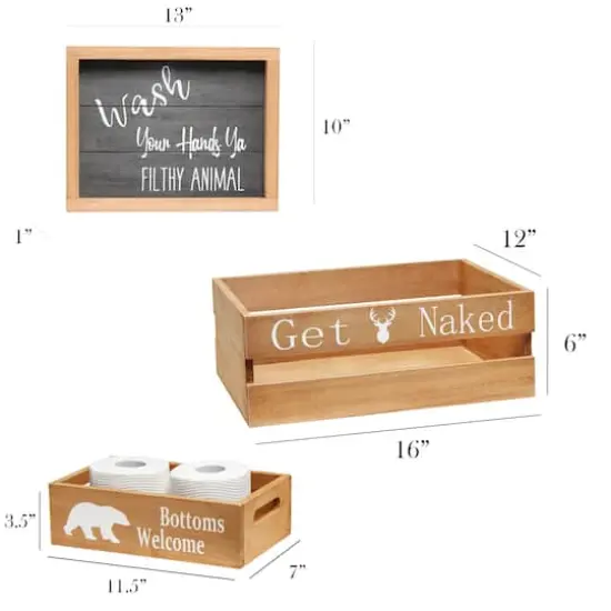 Elegant Designs Large Natural Rustic Towel Holder, Frame & Toilet Paper Holder Set {3}