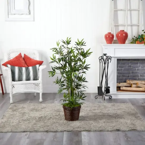4ft. Bamboo Tree In Coiled Rope Planter {4}
