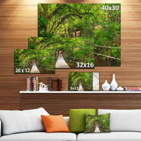 Designart - Bridge to Jungle Thailand - Landscape Photo Canvas Art Print {6}