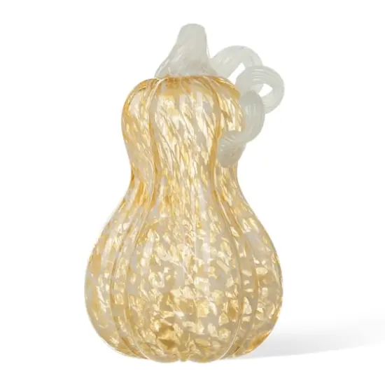 Glitzhome&reg; 8.5" Fall Amber Dots Glass Gourd {1}