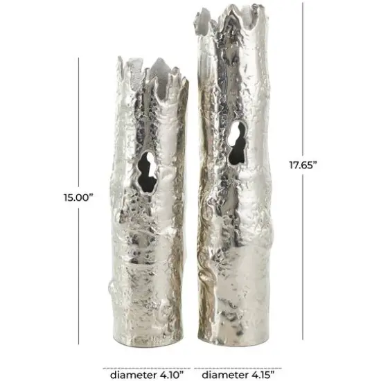 CosmoLiving by Cosmopolitan Silver Aluminum Tree Trunk Inspired Vase Set {8}