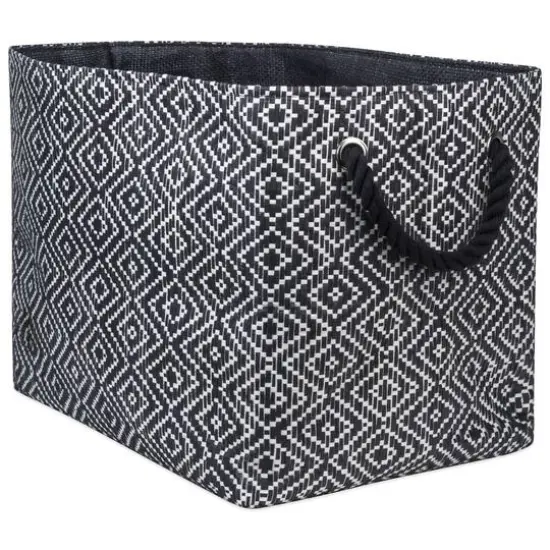 DII&reg; Large Rectangle Diamond Basketweave Paper Bin Stone/Black {2}