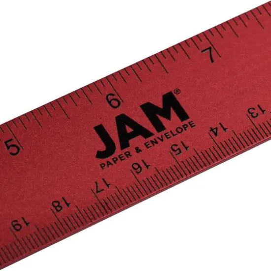 JAM Paper Metallic Stainless Steel Ruler Red {5}
