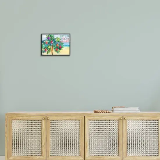 Stupell Industries Merry Beachy Christmas Holiday Palm Framed Giclee Art Black {3}