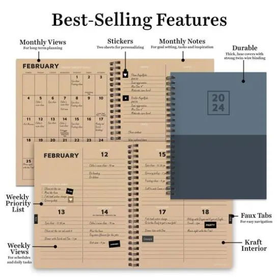 TF Publishing 2024 Blue Blocked Medium Weekly Monthly Planner {8}