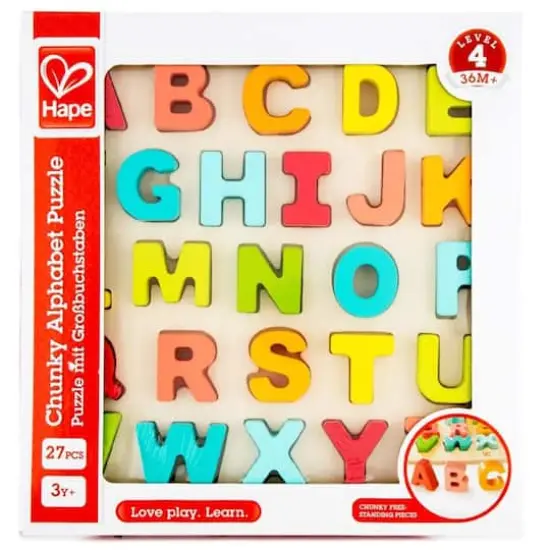 Hape Alphabet Wooden Blocks Learning Puzzle {4}