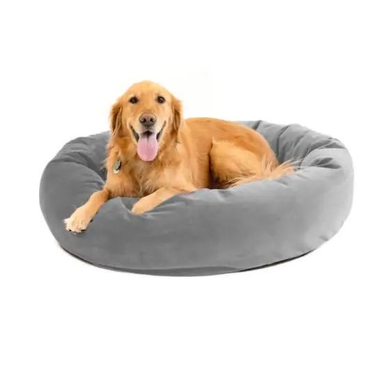 Royal Pet Bed Large Washable Luxury Velvet Dog Bed Ash {1}