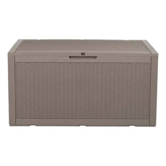 Honey Can Do 100gal Brown Wicker Resin Deck Box {13}