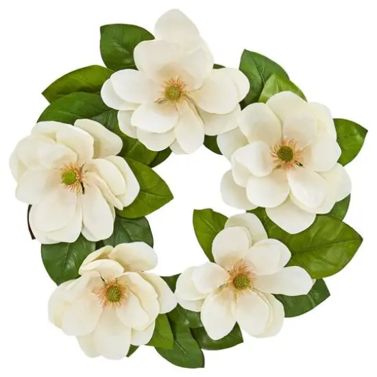 23" White Magnolia Wreath {1}