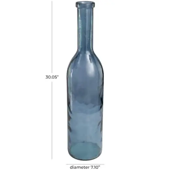 30" Blue Recycled Glass Tall Spanish Bottleneck Vase {6}