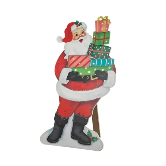 Glitzhome&reg; 36'' Wooden Santa Gifts Porch D&eacute;cor {9}