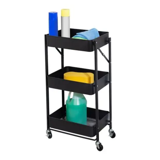 Honey Can Do Black 3-Tier Folding Cart with Wheels {3}