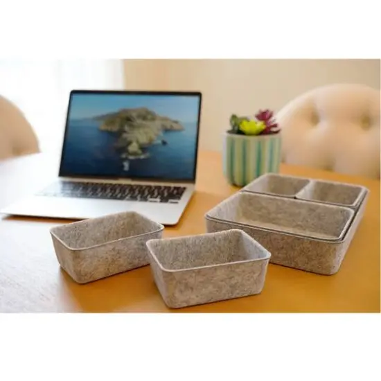 Welaxy Felt 7 Piece Drawer Organizer Tray Set Gray {7}