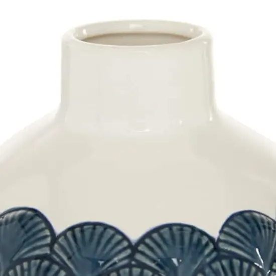 Blue Ceramic Coastal Vase, 9" x 8" x 8" {5}