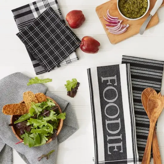 DII&reg; Foodie Dish Towel & Dishcloth Set Black {4}