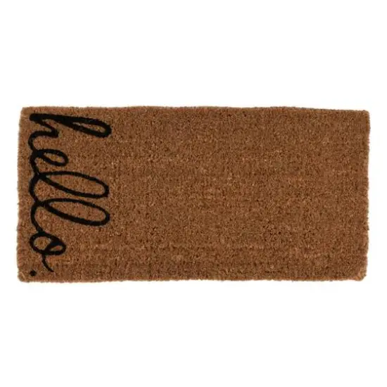 Hello Honey&reg; Black & Brown Hello Natural Coir Doormat {10}