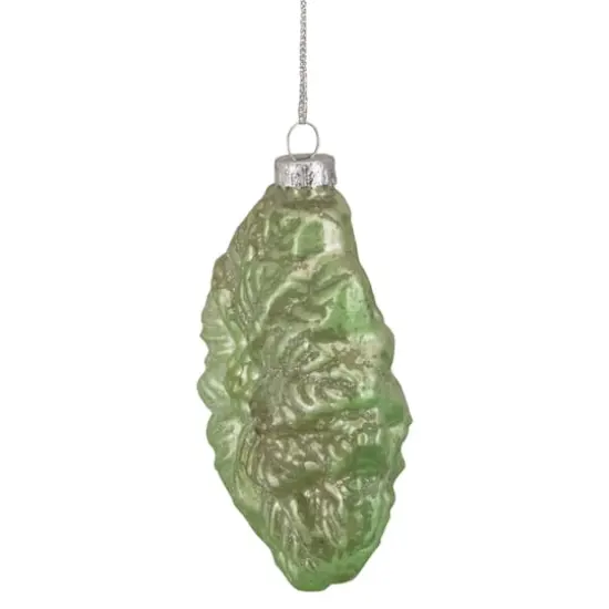 4" Glittered Green Poinsettia Flower Glass Christmas Ornament {4}