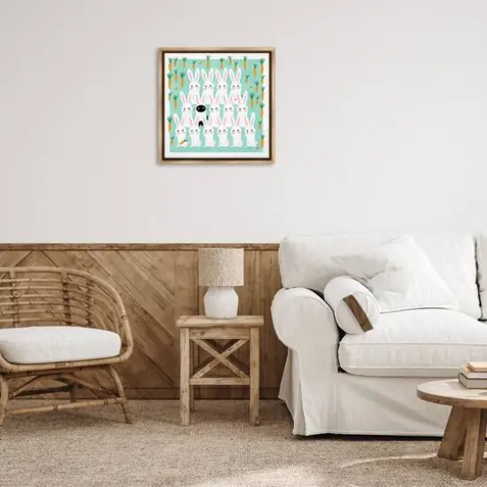 Stupell Industries Cat Mixed with Bunnies Floater Framed Art Brown {3}