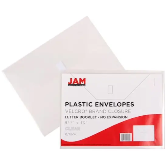 JAM Paper 9.75" x 13" Plastic Hook & Loop Closure Envelopes, 12ct. Multi {4}