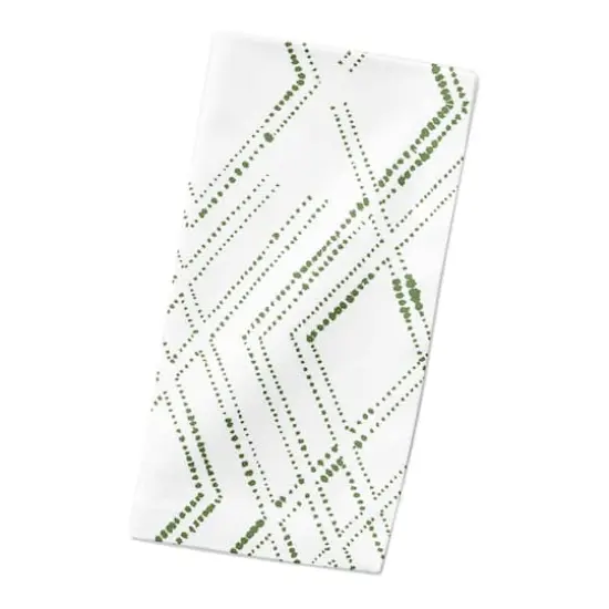 Diamond Cotton Twill Napkin White and Green {3}