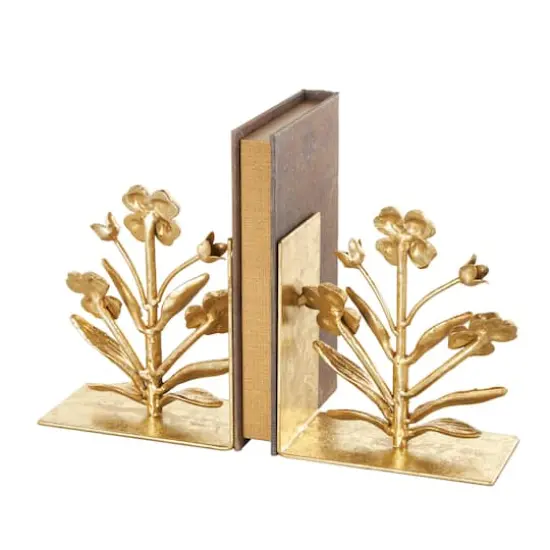 6.5" Gold Shimmer Metal Floral Bookends, 2ct. {7}