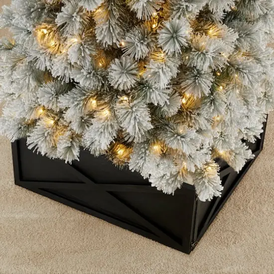 Glitzhome&reg; 32" Black Wooden Tree Collar {3}