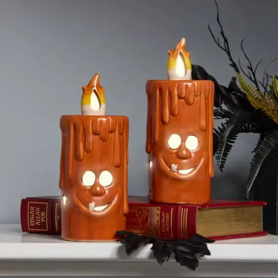 7" Jack Orange Candles with LED Lights, 2ct. {3}