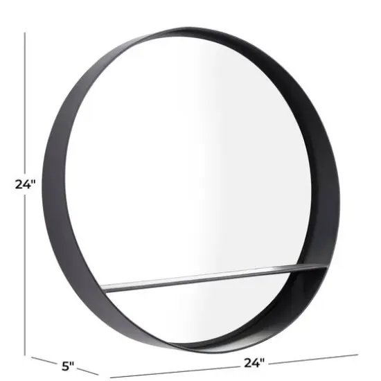 Black Iron Contemporary Wall Mirror, 24" x 24" x 5" {6}
