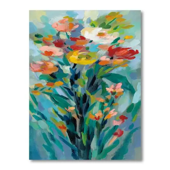 Designart - Tall Bright Flowers I - Cottage Canvas Wall Art {1}