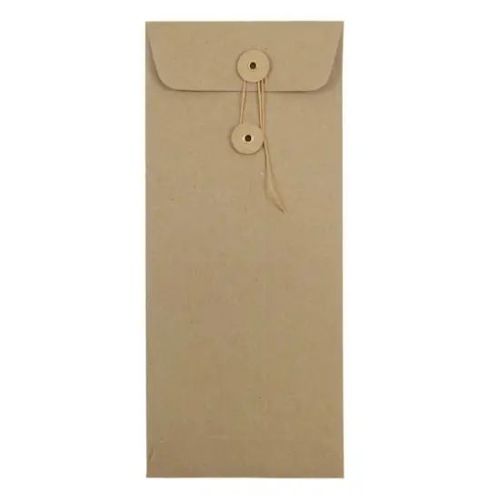JAM Paper #10 Brown Kraft Paper Bag Business Button & String Closure Premium Envelopes, 50ct. {1}