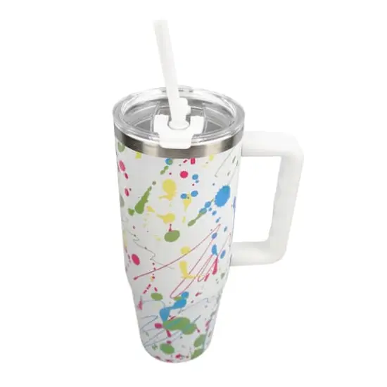 30oz. White Splatter Stainless Steel Insulated Tumbler by Celebrate It&trade; {5}