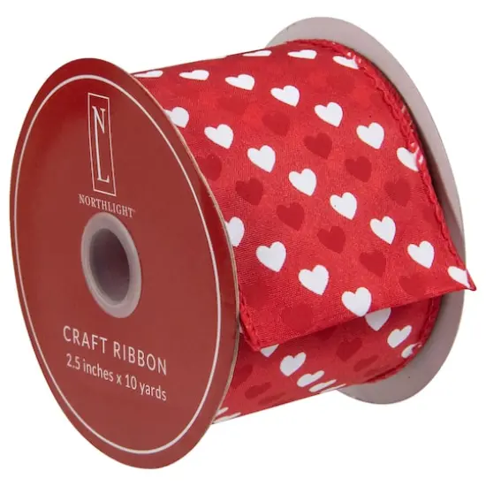 2.5" x 10yd. Diagonal Hearts Valentine's Day Wired Craft Ribbon {4}