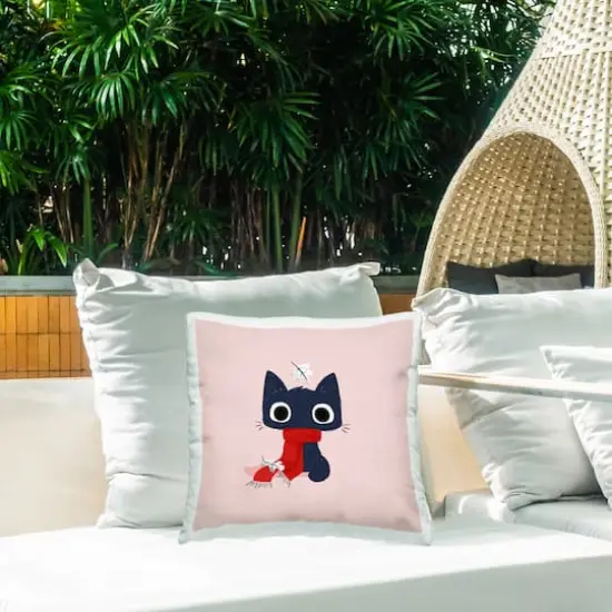 Stupell Industries Little Kitten in Scarf Outdoor Printed Pillow {3}