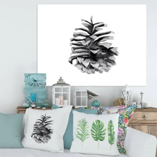 Designart - Conifer Cone Monochrome - Traditional Canvas Wall Art Print {4}