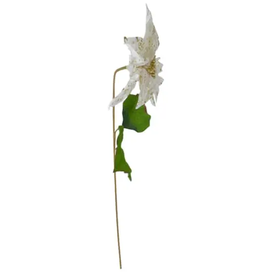 White & Gold Christmas Poinsettia Stem {5}