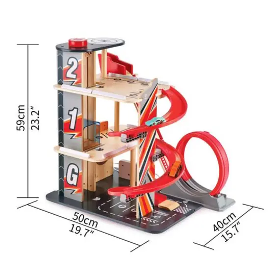 Hape Gearhead Stunt Garage Wooden High-Rise Car Parking Lot {4}