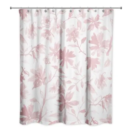 Floral Pattern Shower Curtain Pink {1}