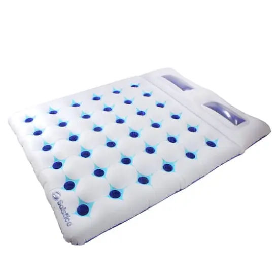76" White & Blue 36 Pocket Dual Window Inflatable Pool Air Mattress {4}