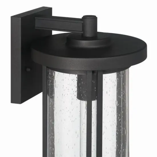 Hello Honey&reg; Maude Matte Black Modern Cylindrical Metal & Glass Wall Mounted Outdoor Wall Light {6}