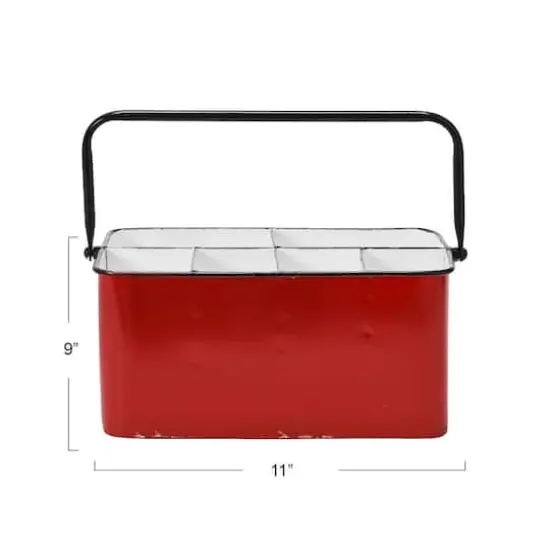 Hello Honey&reg; 6-Compartment Metal Caddy with Handle Red {8}