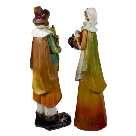 Male & Female Pilgrim Wooden Thanksgiving Figurine Set {5}
